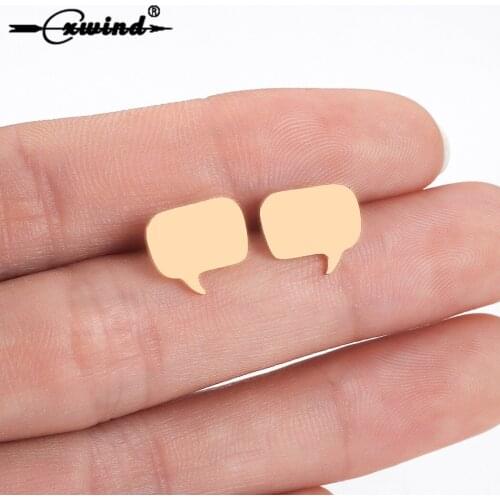 Cxwind New Design Dialog Box Earrings Stainless Steel Frame Dialog Box Stud Earring for Women Geometric Earrings Brincos Jewelry