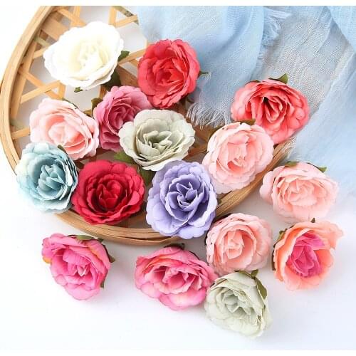 10Pcs 4cm Mini Silk Artificial Rose Flower Heads For Wedding Party Home Decoration DIY Accessories Fake Flowers Floral Craft