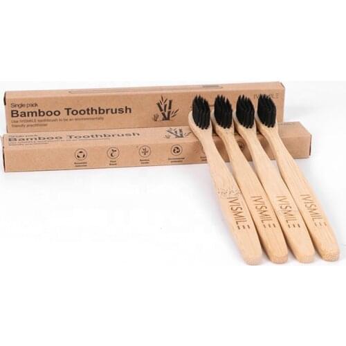 IVISMILE Bamboo Toothbrush Charcoal Soft Bristle Eco Friendly Natural Biodegradable Adult Oral Care Travel Brushing Tools