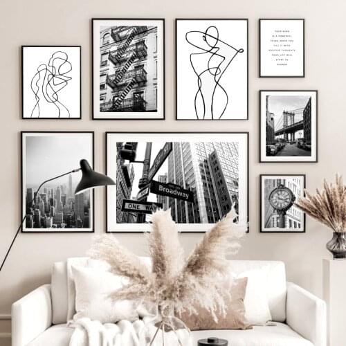 New York City Building Bridge Broadway Clock Nordic Vintage Poster Wall Art Print Canvas Painting Decor Pictures For Living Room
