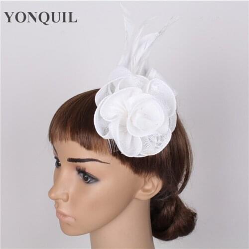 Kawaii Sinamay Fascinator Hats White Cocktail Hat Bridal Wedding Headwear Cute Millinery Hair Accessories NEW ARRIVAL