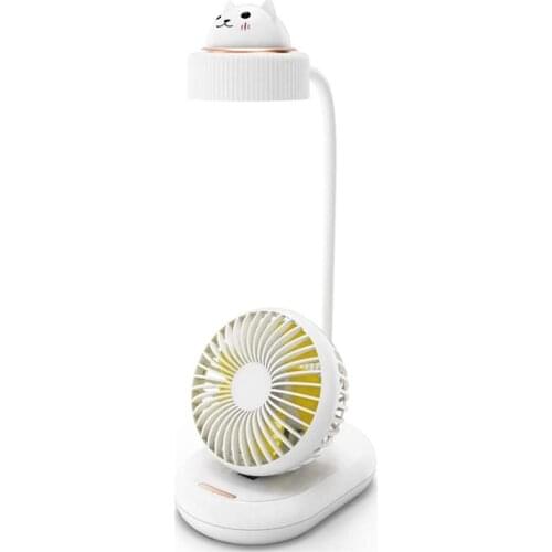 Desk Lamp Fan Combination Has 3 Different Wind Speed and Brightness,A Small Flexible Goose Neck Type LED Table Lamp& Fan