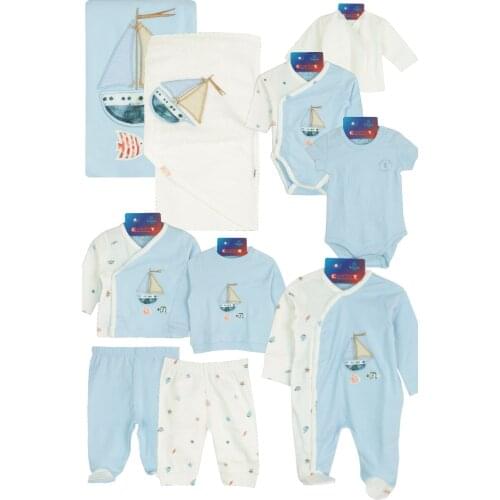 Newborn Baby Boy 20 Piece Hospital Output The Zibin Set Ship Pattern Soft to 100% Cotton Baby Gift Layette Baby Set 0-3 months