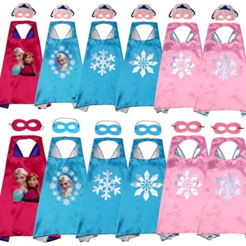 Princess Cape Girls Superhero Cape With Mask Boy Birthday Christmas Party Halloween Costumes Frozen Cloak Princess Anime Cosplay