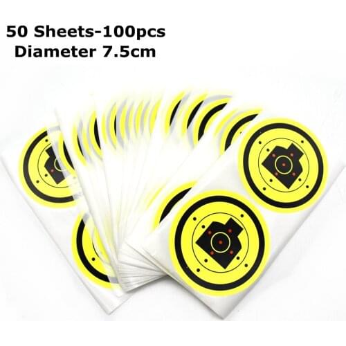 100pcs 3 inch Shooting Splatter Targets 7.5cm Adhesive Reactive Targets Stickers Splash Range Paper for Shooting Archery