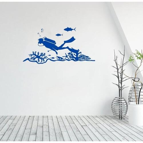 Diving Ocean Wall Stickers Swimming Wall Stickers Home Decor For Living Room Gym swimming pool Vinyl DW11296