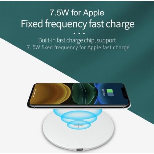 2021 Newest 15W Portable Desktop Ultra-Thin Round Wireless Fast Charging Smart Phone Charger 10cm x 10cm x 0.7cm