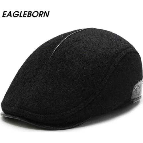 New Beret French Hat Winter Hat for Men Berets Forward Cap Boina Invierno Hombre Faux Fur Men Black Cap Beret Hat Dad Hats