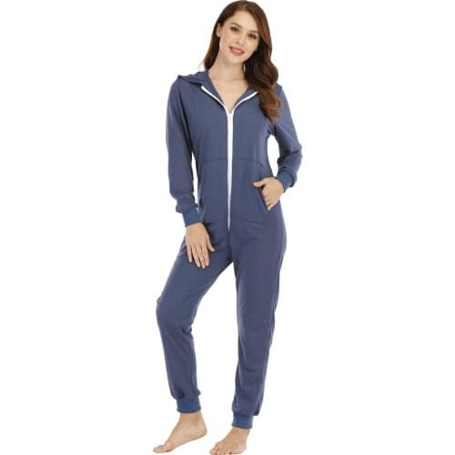 Autumn Winter Womens Pajama Onsies One Pieces Hooded Sweatshirts Home Wear Ladies Long Sleeve Sleepwear Pajamas Sportswear