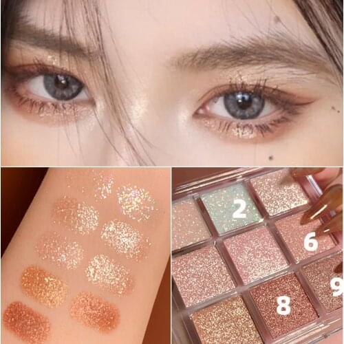 Nine-color Explosion Snowflake Earth Color Glitter Pearly Sequin Eyeshadow Palette Gentle Matte Easy To Color TSLM1