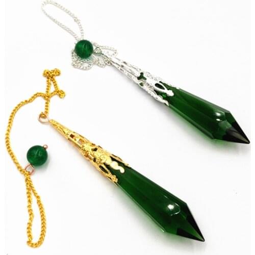 Amulet pendulums for dowsing reiki Chakra healing Glass crystals charms necklace filigree pendant