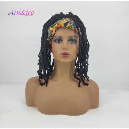 Synthetic Braided Wig For Black Women Headband Wig Nu Locs Crochet Twist Hair Wig With Headband Soft Dreads