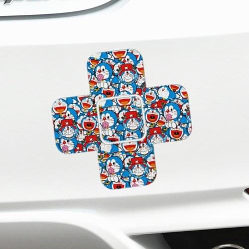 11CM*11CM Doraemon Band-aid Patch Cover Scratch Nick Funny Cartoon Colorful Car Stickers Creative Decals Auto Tuning Styling D15