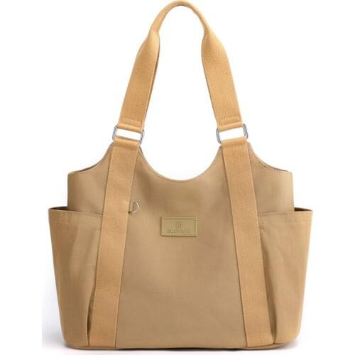 Womens Bag 2021 Fashion Solid Color Waterproof Nylon Shoulder Bag Zipper Soft Solid Color Casual Tote Shopper Handbag For Women