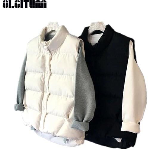 New 2020 Winter Korean Thickened Cotton Stand Collar Coat Sleeveless Casual Simple Women Vest Chic Outwear
