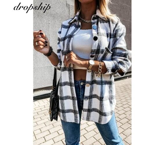 Fashion Oversize Wool Coat Women Pladi Jackets Vintage Long Sleeve Jacket And Coat Ladies Korean Coat Outerwear 2020 Streetwear