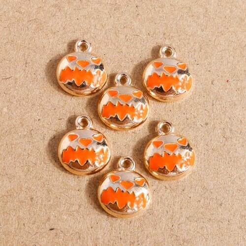 10pcs 11*13mm Alloy Enamel Halloween Pumpkin Charms for Jewelry Making Pendants Necklaces Earrings DIY Crafts Accessories