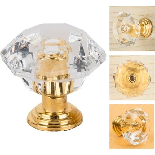 10pcs/set Drawer Furniture Knob Pull Handle Use for Knob Cupboard Cabinet Drawer Fittings Gold Diamond Crystal Shape Acrylic