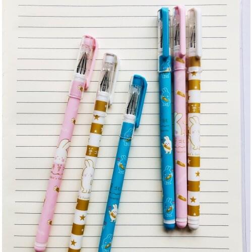 2pcs Kawaii Rabbit Love Carrot Gel Pen Student Stationery Black Ink 0.5mm Writing Pen