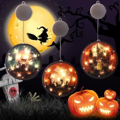 2021 Halloween Hanging Decorations Lights Window Sucker Lamp Horror Weird LED Party Supplies