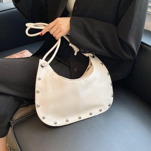 2021 Famous Brands Trend Women Bags Shoulder Bag PU Leather Saddle Bag European and American Fashion Designer Rivet Handbag