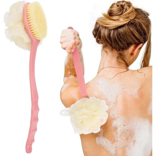 2021 Long Handle Rubbing Back Bath Brush Flower Ball For Adult Soft Hair Dual Purpose For Bath Body Massage Brushes