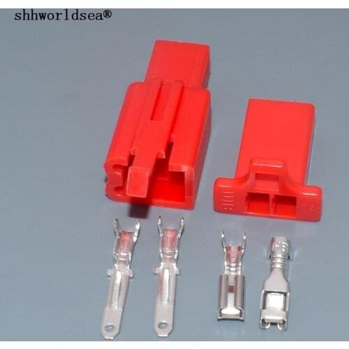 Shhworldsea Auto Electrical red 2 Pin 2.8 mm Wire Terminal Connector with Fixed Hook Male Female Terminals Housing