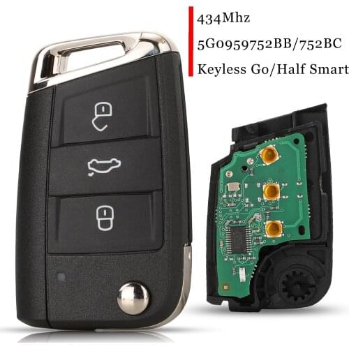 Jingyuqin Keyless-go/Half Smart Remote Car Key 434MHz MQB ID48 5G0959752BB/752BC For VW Seat Golf7 MK7 Touran Polo Tiguan