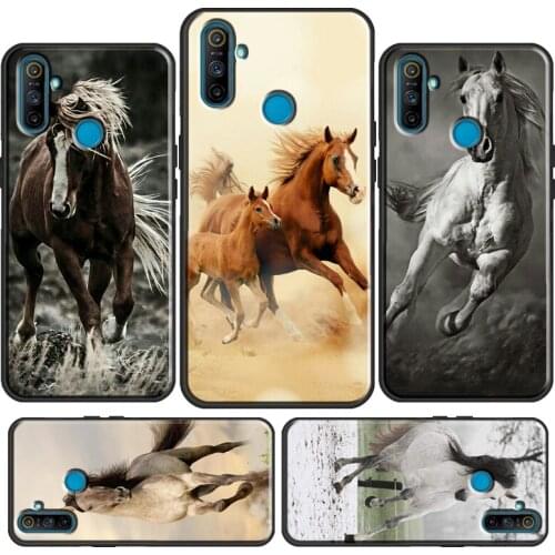 Horse Racing Run White Brown Animal For OnePlus 8 Pro 9 Pro 9R Nord 8T Phone Case For OPPO Realme GT Neo 6 7 8 Q3 Pro C3 C21