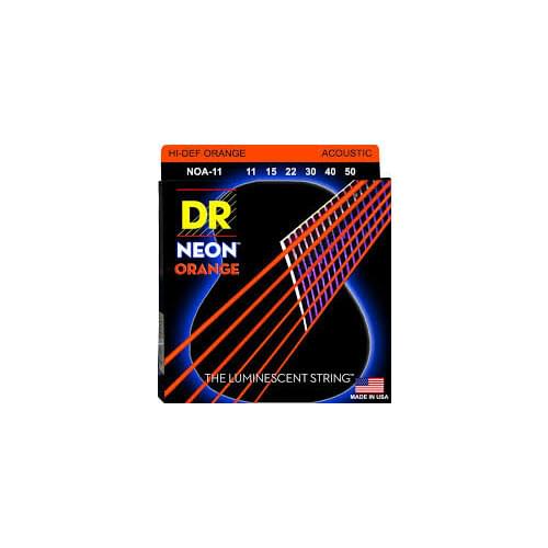DR K3 Hi-def Neon Orange Luminescent Acoustic Guitar Strings, Custom Light 11-50 or Light 12-54