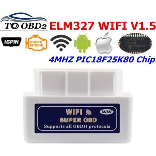 ELM327 WIFI V1.5 Hardware PCB PIC18F25K80 Chip OBD2 Works Android/iOS ELM 327 HW 1.5 Works 12V Gasoline&Diesel Cars