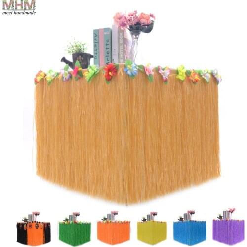 Hawaiian Luau Hibiscus Colorful Silk Faux Flowers Table Hula Grass Skirt for Party Decoration Events / Birthdays/ Celebration