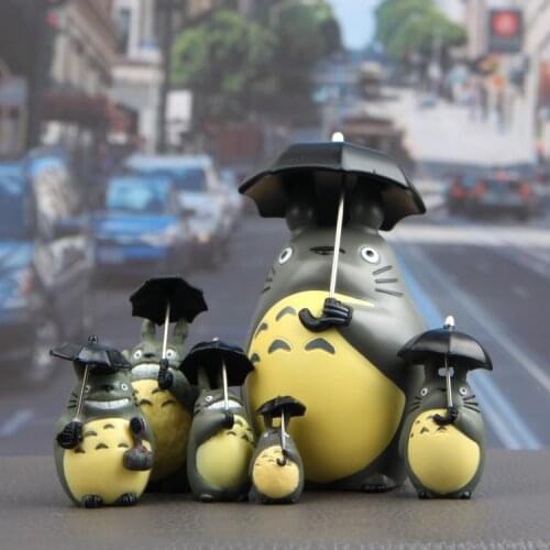 Ghibli Anime Hold Umbrella TOTORO Figure Toys Car Ornaments Miyazaki Hayao Model Fairy Garden Moss Miniatures Decor Accessories