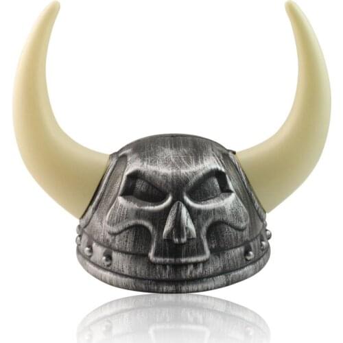 Halloween Plastic Big Horns Helmet Glod Devil Hat Party Toy Props For Children Adult