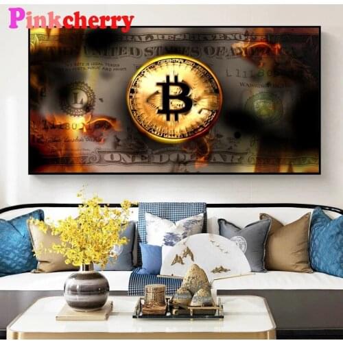 Fire Dollar Bill Full Square Round large 5d Diamond Painting Abstract Painting Diamond Embroidery Decoration Wall Picture