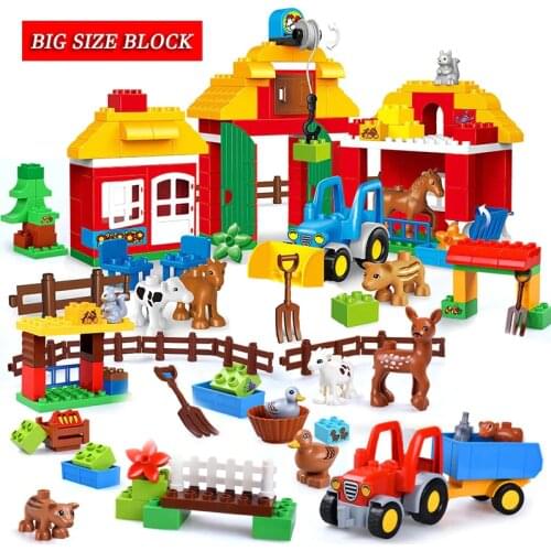 Big Size Toys Big Size Building Blocks Farm Animal Set Assemble Bricks Toys For Children Gift Compatible With Children Toys