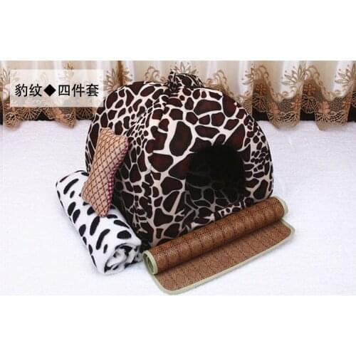 Cat dog bed 4pcs Pet Supplies perros bed for Dog House Strawberry Cat Rabbit Bed Kennel Doggy Warm Cushion Basket for Puppy Home