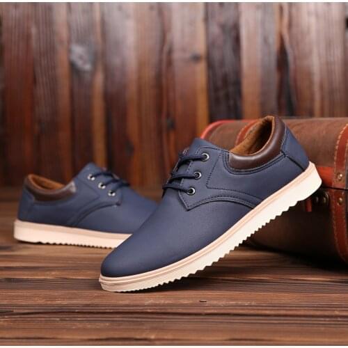 Men Leather Casual Shoes Men Brand Comfortable Flat Shoes for Men Trendy Sneaker Men Lace Up Oxfords Shoes Mens Tennis Shoes