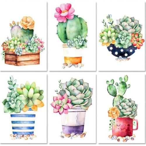 SDOYUNO 40x50cm Paint By Numbers Flowers Oil Painting By Numbers On Canvas Succulent Potted Plants Frameless DIY Home Decor