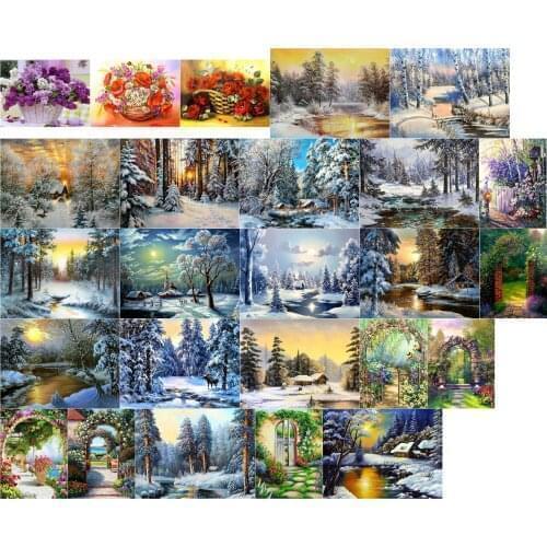Flowers snow forest cross stitch kit people 18ct 14ct UNprinting11ct count canvas stitches embroidery DIY handmade needlework