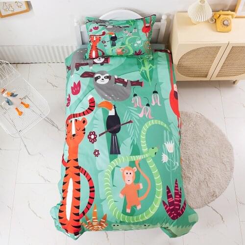 Cartoon Zoo tiger Bedding Set Animal snake lizard Duvet Cover Set Kids Crib Quilt Cover Bed Set Queen Size Home Bedroom Decor