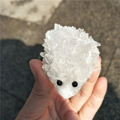 Natural stones and minerals clear quartz crystal cluster Hedgehog crystal craft for home dec gift for children