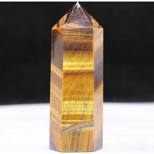 1pcs 100%5-8cm Natural Tiger Eye Crystal Point Healing Stone Quartz Crystal Wand Crafts Mineral for Home Decoration Ornaments