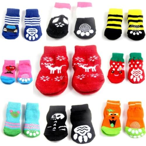 4pcs/Set Pet Shoes Wool Knit Socks Non-Slip Light Thick Red Cute Warm Dog Dog Socks Dog Socks Boots Accessories