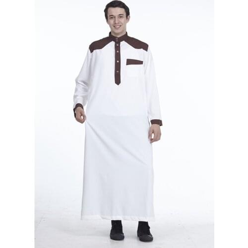 New Muslim Ethnic Clothing Men Saudi Arab Pakistan Hijab Long Robe Turkey Kimono Jubba Thobe Kaftan Islam Abaya Costumes 4 Color