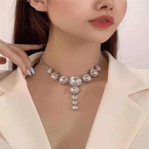 New womens banquet Bohemian style clavicle zircon necklace large crystal temperament beam Necklace womens fashion jewelry