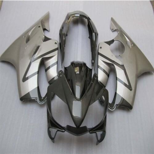 Dor-100% fit injection fairing for honda CBR 600 F4i 04 05 06 07 silver black fairings kit CBR600F4i 2004-2007