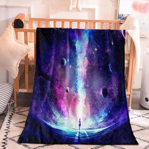 3D Print Galaxy Starry Sky Customize Blanket Single Apartment Living Room Outer Space Sofa Blanket Home Furniture Decor Adult