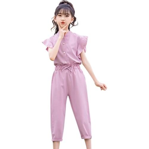 Girls Clothes Solid Vest + Short Childrens Clothes For Girls Summer Costume For Girl Casual Style Childrens Tracksuit 6 8 10 1