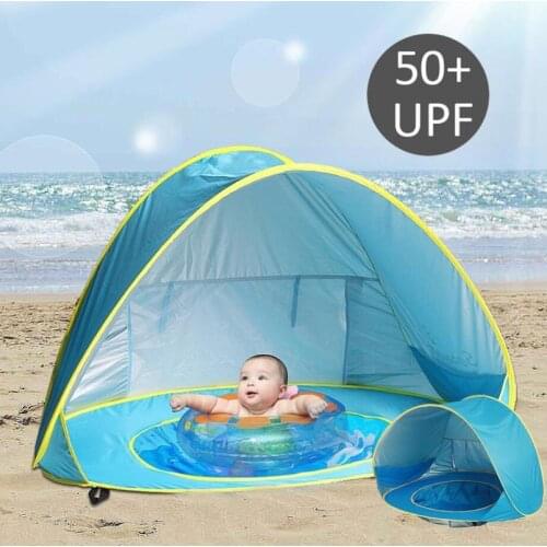 Waterproof Pop Up Sun Awning Tent UV-protecting Sunshelter with Pool Kid Outdoor Camping Sunshade Beach Baby Beach Tent Children